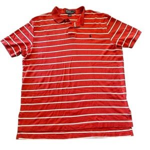 Vtg Polo Ralph Lauren Short Sleeve Polo Shirt - Mens Size XL - Red White Stripe